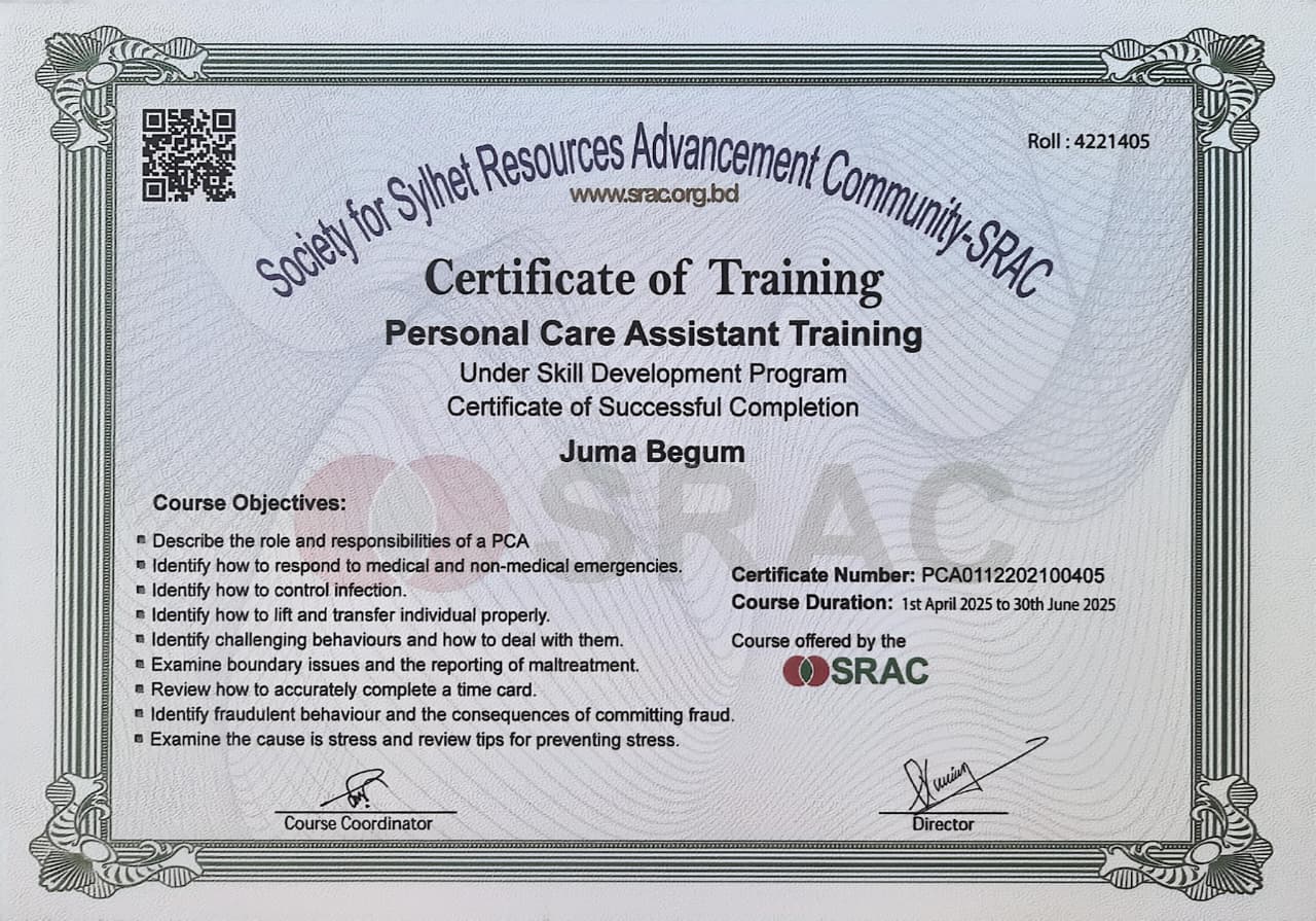 Juma Begum – Society For Sylhet Resource Advancement Community-SRAC